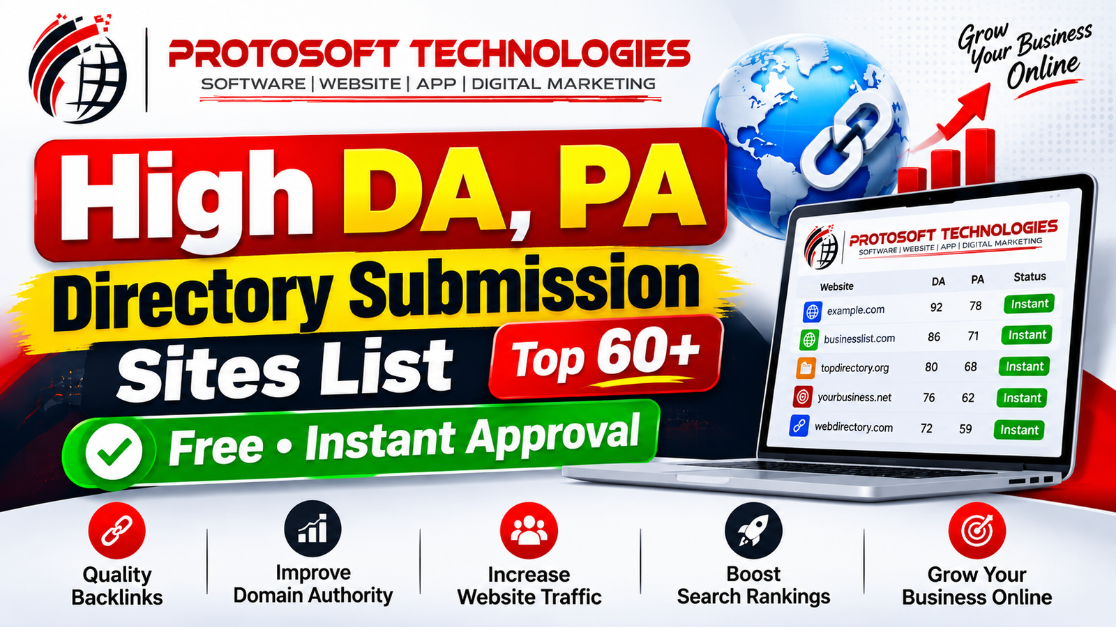 High DA, PA Directory Submission Sites List Top 60+ Free Instant Approval